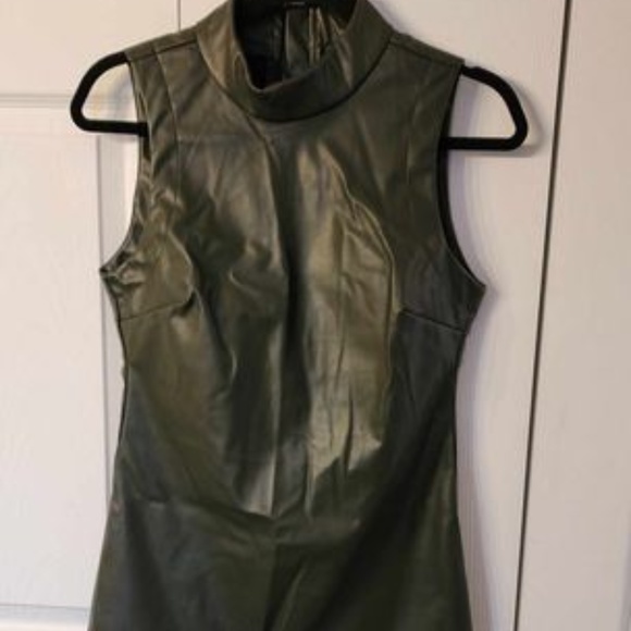 Dark Green Leather Dress size M - Picture 1 of 4